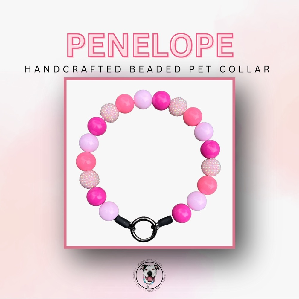 Handcrafted Beaded Dog Collar - Penelope - Beaded Acrylic Beads